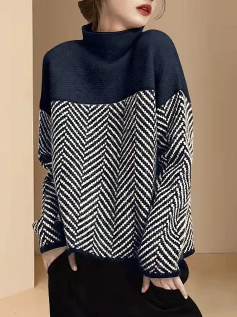 Women's Thickened Polo/Turtle Neck Sweater – Loose-Fit Slimming Style for Fall/Winter 2025, Warm Base Layer Top, New Arrival Korea