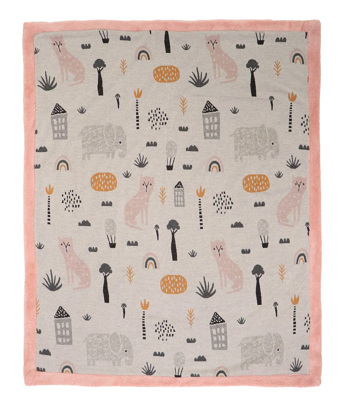 Woodland Pink Pearl Knitted Blanket with Faux Fur Back for Babies