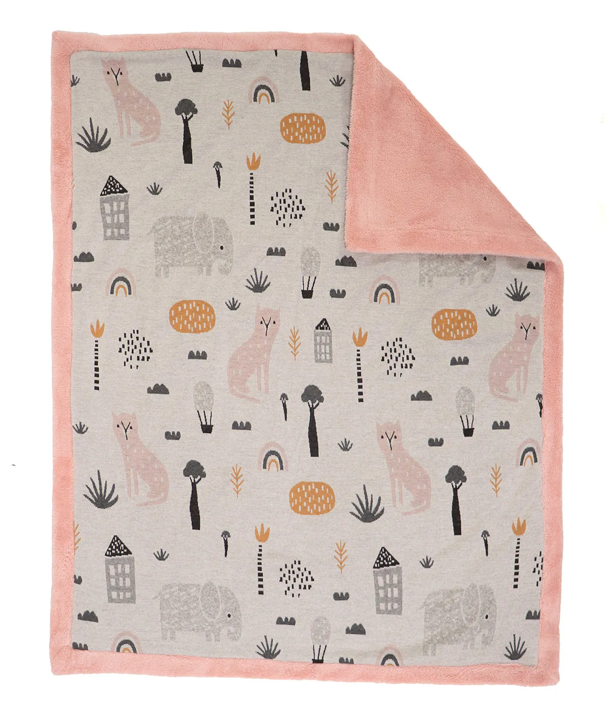 Woodland Pink Pearl Knitted Blanket with Faux Fur Back for Babies
