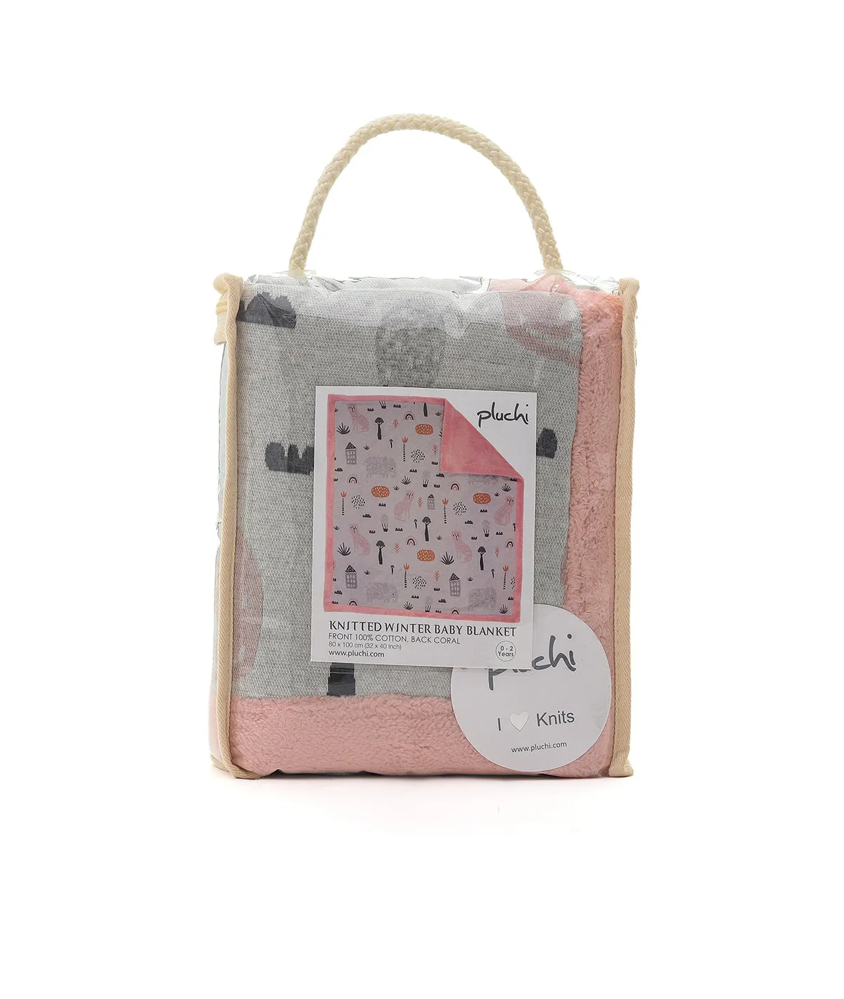 Woodland Pink Pearl Knitted Blanket with Faux Fur Back for Babies