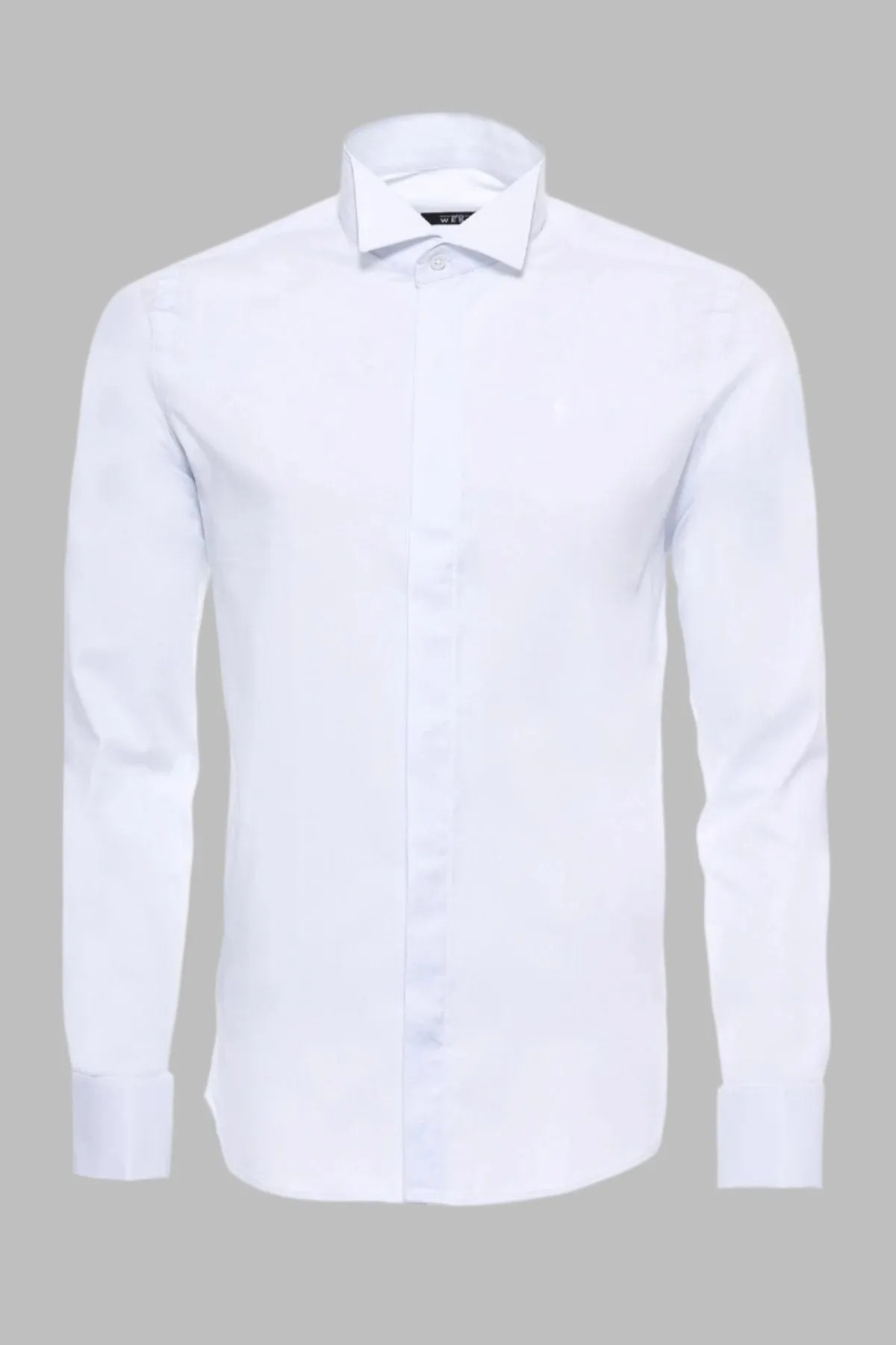 WSS White Plain Stand Collar Formal Tuxedo Shirt  - Singen