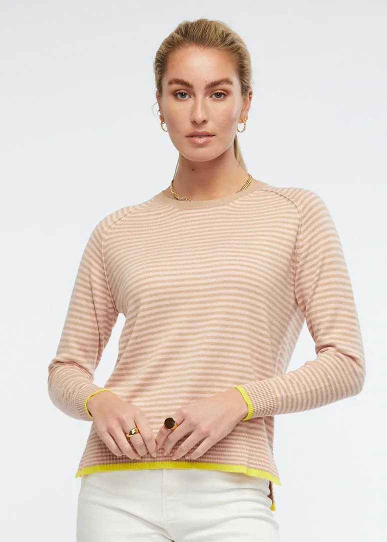Zaket & Plover  -  Essential Stripe Crew  -  Beige Combo