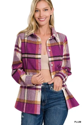 Zenana Clothing Yarn Dyed Plaid Shacket