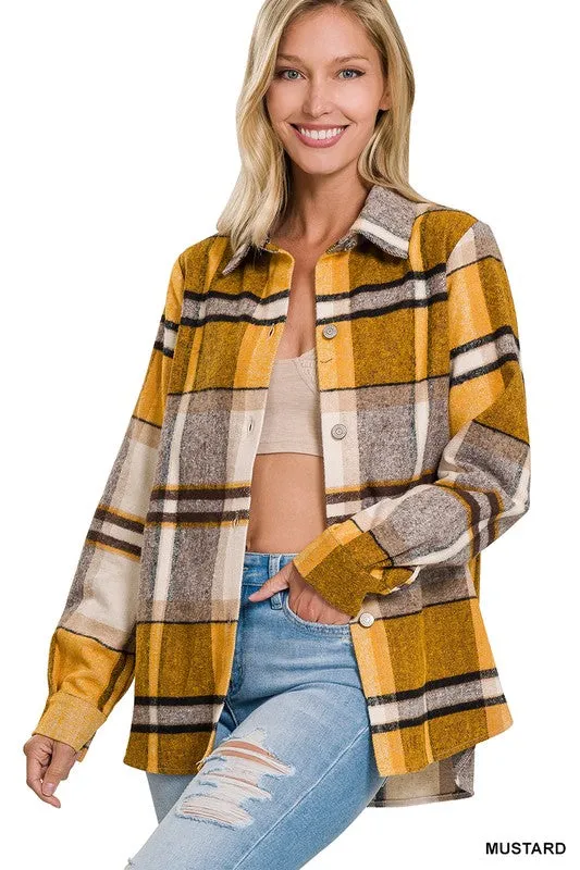 Zenana Clothing Yarn Dyed Plaid Shacket