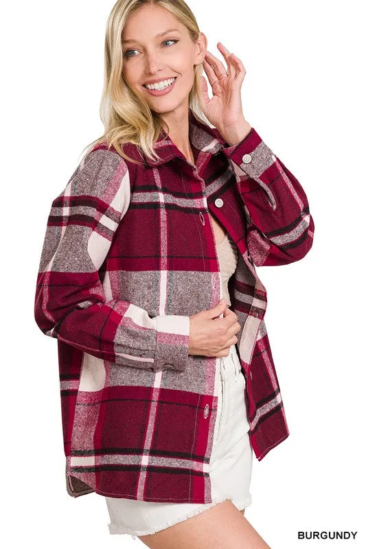 Zenana Clothing Yarn Dyed Plaid Shacket