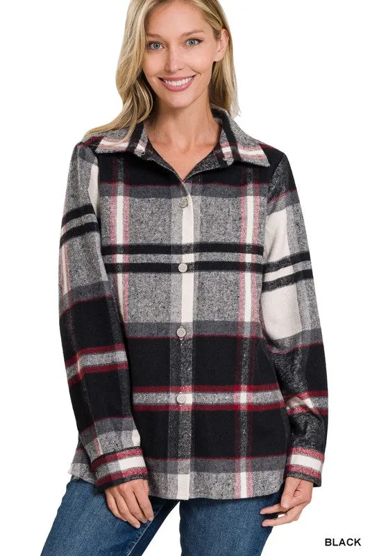 Zenana Clothing Yarn Dyed Plaid Shacket