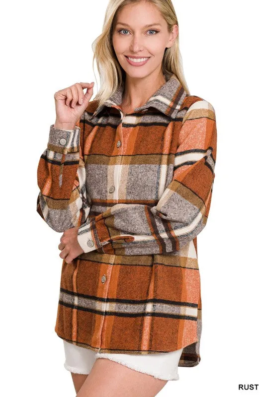 Zenana Clothing Yarn Dyed Plaid Shacket