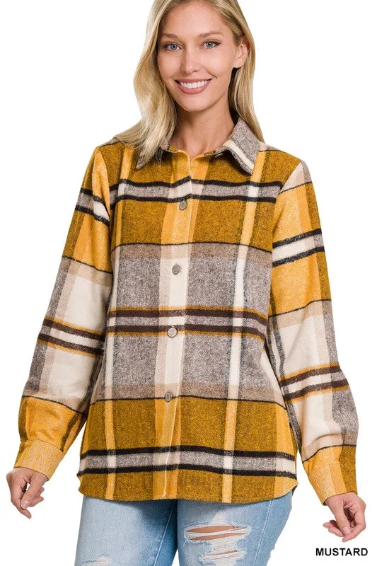 Zenana Clothing Yarn Dyed Plaid Shacket