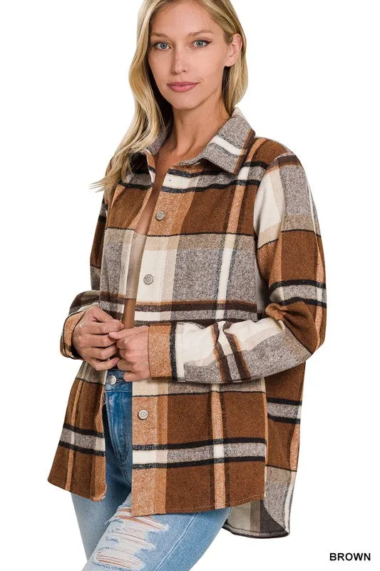 Zenana Clothing Yarn Dyed Plaid Shacket
