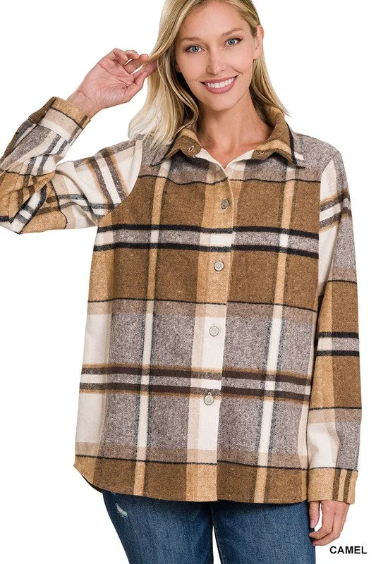Zenana Clothing Yarn Dyed Plaid Shacket