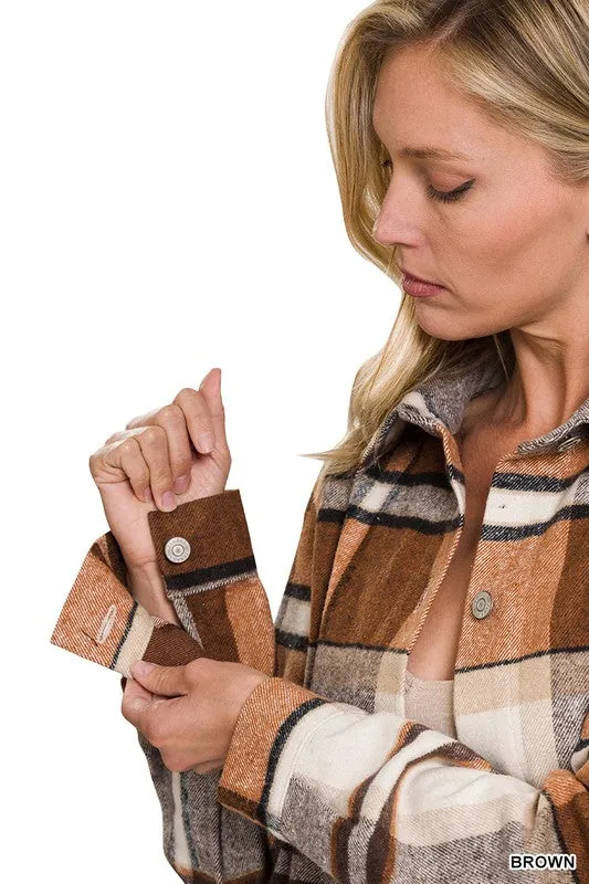 Zenana Clothing Yarn Dyed Plaid Shacket