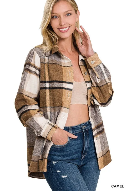 Zenana Clothing Yarn Dyed Plaid Shacket
