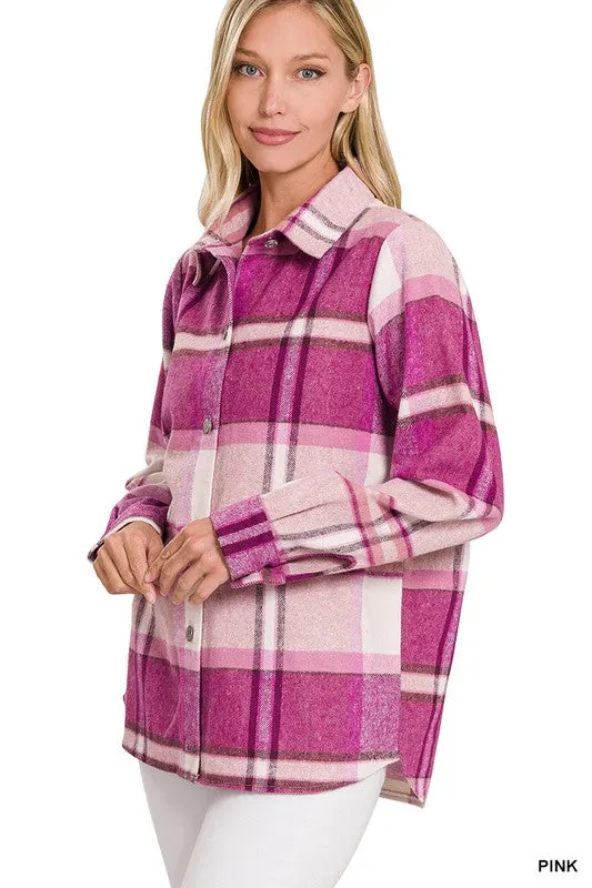 Zenana Clothing Yarn Dyed Plaid Shacket