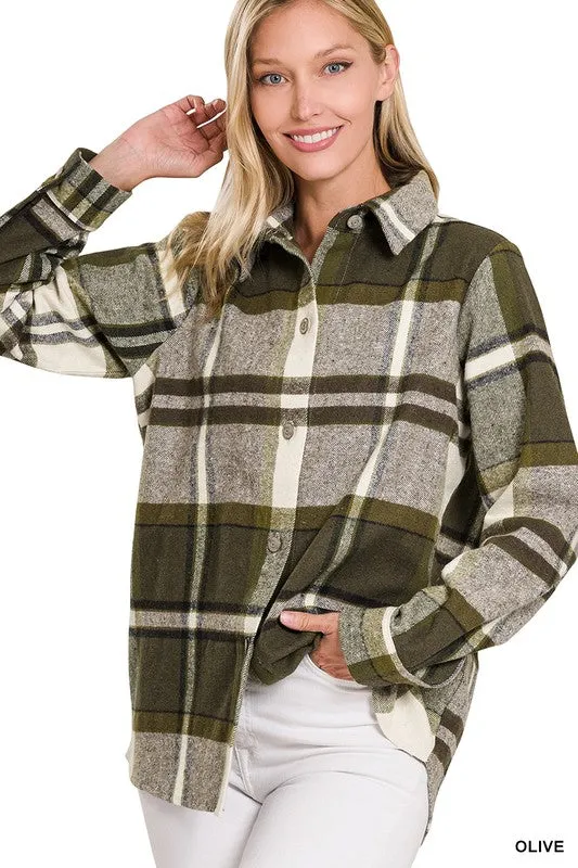 Zenana Clothing Yarn Dyed Plaid Shacket