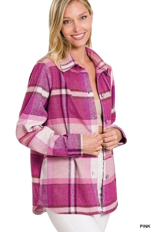 Zenana Clothing Yarn Dyed Plaid Shacket