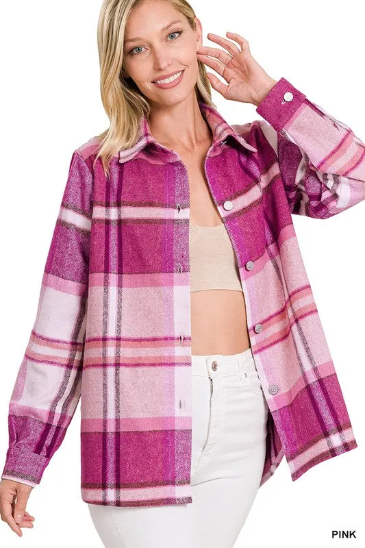 Zenana Clothing Yarn Dyed Plaid Shacket
