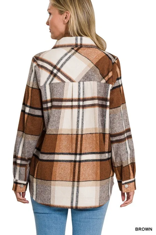 Zenana Clothing Yarn Dyed Plaid Shacket